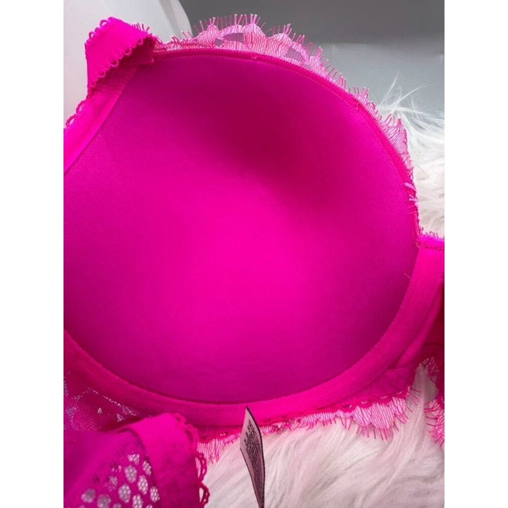 Victoria’s Secret Dream Angels Lined Demi Bra 36DDD Magenta Pink Floral Lace - Picture 4 of 9
